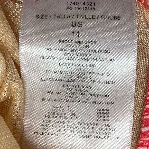 TALBOTS Women’s Tankini Orange & White Size 14 Underwire Bra - Picture 7 of 11